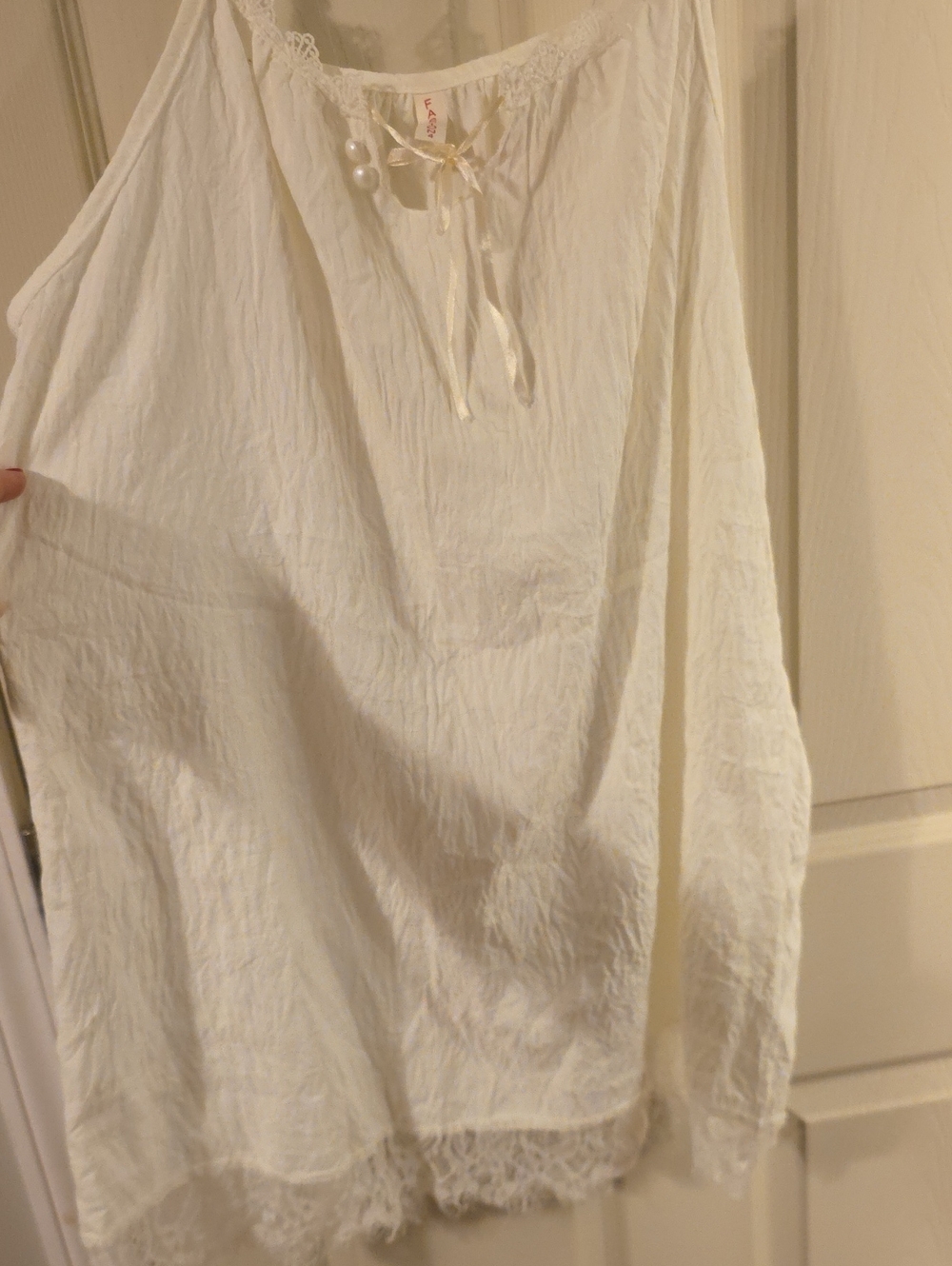 New crushed linen and lace slip dress